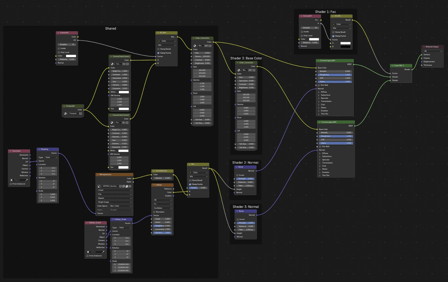 The same node tree in the Blender shader editor