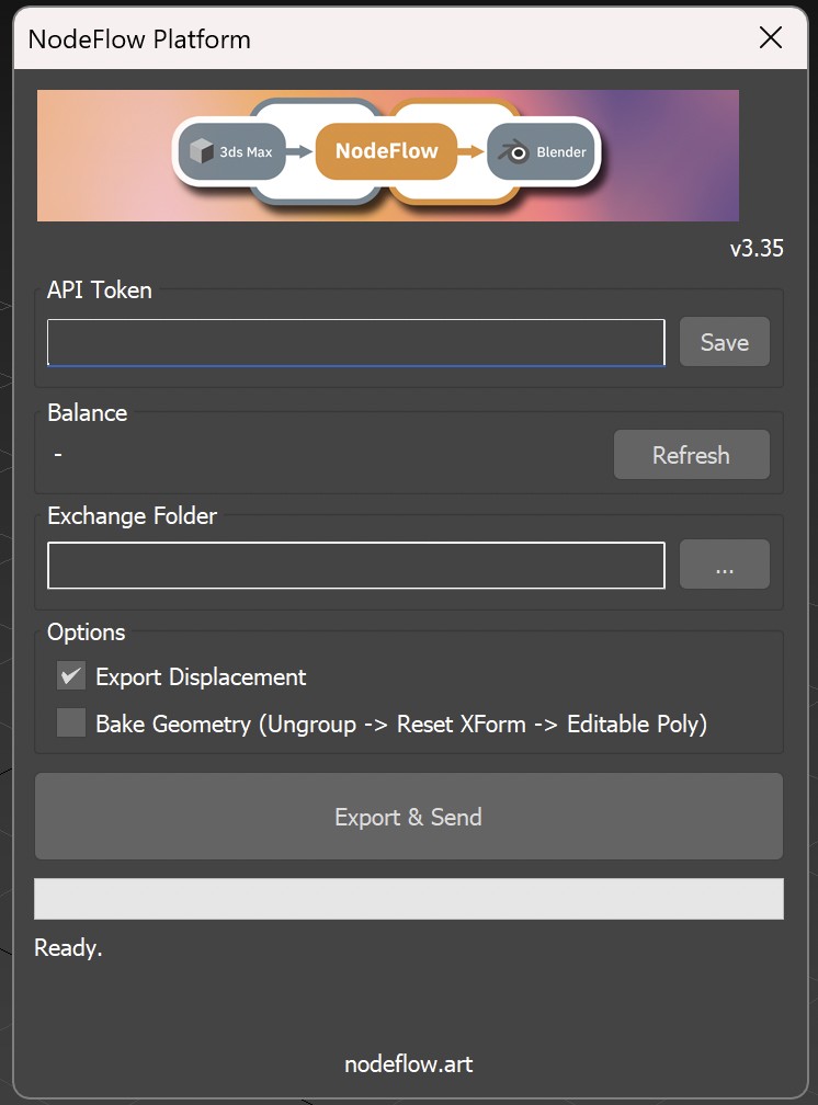 The NodeFlow Platform window in 3ds Max